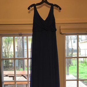 David's Bridal Long Mesh Dress- Cowl Bell Detail